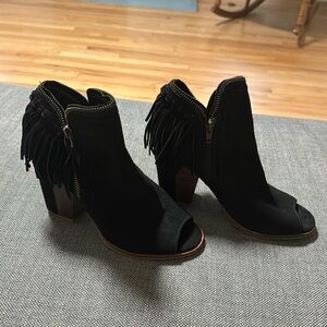 Dolce Vita Black Fringe Booties with Zipper - NEVER WORN